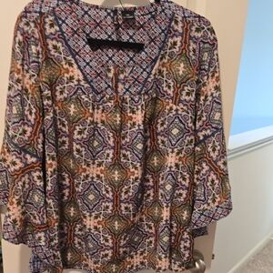 New Directions Multicolor Patterned Blouse